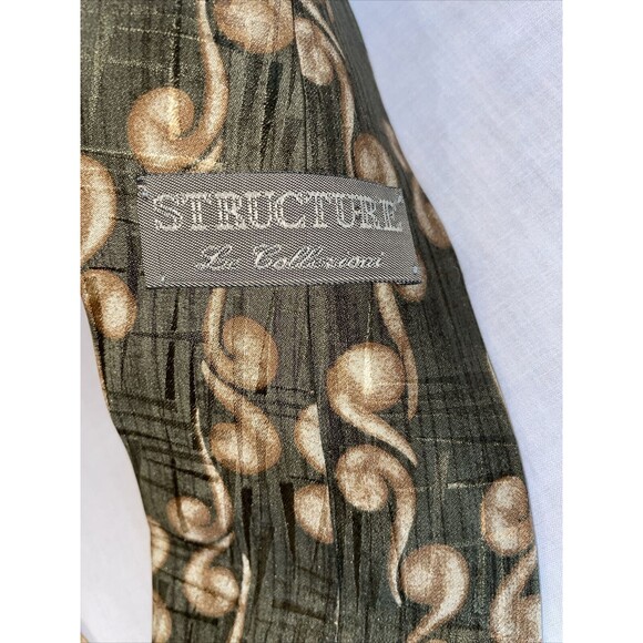 Structure Men’s Dress Tie Size 55” Green Geometric Silk Business Formal - Picture 2 of 12